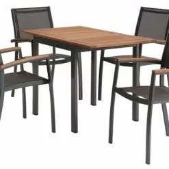 JUTLANDIA YTTRUP L75/126 Bord Hårdträ + 4 MADERNE Stapelstol Grå -Sovrum Rea 182556