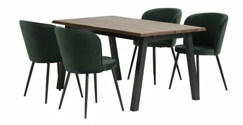 SKOVLUNDE L160 Bord Mörk Ek + 4 RISSKOV Mörkgrön 3 SKOVLUNDE L160 Bord Mörk Ek + 4 RISSKOV Mörkgrön