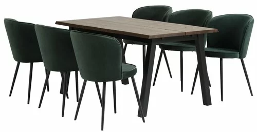 SKOVLUNDE L160 Bord Mörk Ek + 4 RISSKOV Mörkgrön 4 SKOVLUNDE L160 Bord Mörk Ek + 4 RISSKOV Mörkgrön - Bild 2