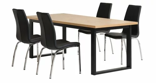 AGERSKOV L200 Bord Ek + 4 HAVNDAL Stol Svart 3 AGERSKOV L200 Bord Ek + 4 HAVNDAL Stol Svart