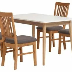 GAMMELGAB L120 Bord Ek/vit + 4 HAGE Stol Grå/ek