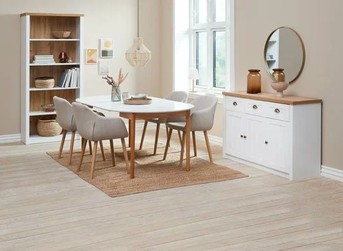 MARSTRAND Ø110 Bord Vit + 4 ADSLEV Stol Beige 5 MARSTRAND Ø110 Bord Vit + 4 ADSLEV Stol Beige - Bild 3