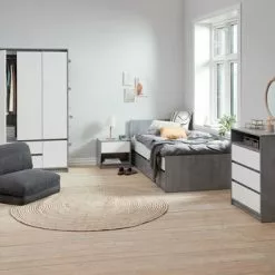 Sängbord BILLUND Vit/betong 9 Sängbord BILLUND Vit/betong -Sovrum Rea 188011 1