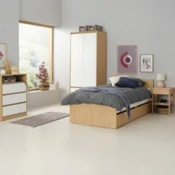 Sängram BILLUND 90x200 Vit/ek -Sovrum Rea 188048