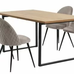 Framsida 21 AABENRAA L160 Bord Ek + 4 KOKKEDAL Stol Grå Sammet