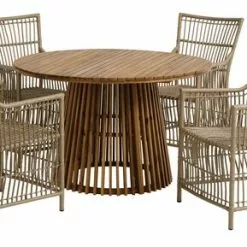 HOLTE Ø120 Bord Hårdträ + 4 FJELLERUP Stol Natur 6 HOLTE Ø120 Bord Hårdträ + 4 FJELLERUP Stol Natur -Sovrum Rea 198963