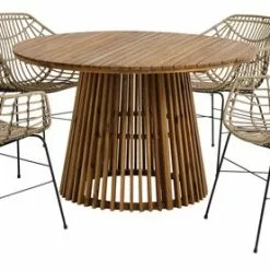 HOLTE Ø120 Bord Hårdträ + 4 ILDERHUSE Stol Natur 7 HOLTE Ø120 Bord Hårdträ + 4 ILDERHUSE Stol Natur -Sovrum Rea 198964