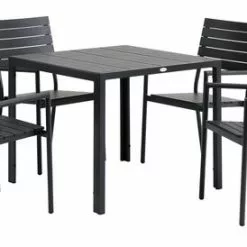 JUTLANDIA MADERUP L90 Bord Svart + 4 PADHOLM Stapelstol Svart 5 JUTLANDIA MADERUP L90 Bord Svart + 4 PADHOLM Stapelstol Svart -Sovrum Rea 199016