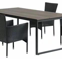 NESSKOGEN L210 Bord Brun + 4 AIDT Stol Svart -Sovrum Rea 199103