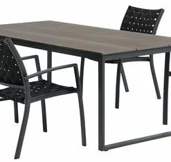 NESSKOGEN L210 Bord Brun + 4 JEKSEN Stapelstol Svart -Sovrum Rea 199104