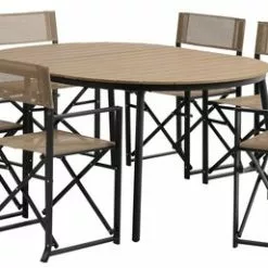 JUTLANDIA TAGEHOLM L120/170 Bord Natur + 4 NAGELSTI Klappstol Svart -Sovrum Rea 199122