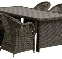 JUTLANDIA GAMMELBY L225 Bord Grå + 4 GAMMELBY Stol Grå -Sovrum Rea 199125