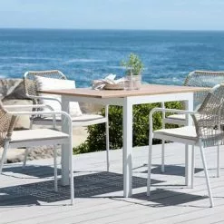 JUTLANDIA RAMTEN L75/126 Bord Hårdträ + 4 FASTRUP Stol Vit