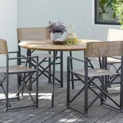 BASTRUP Ø120 Bord Svart + 4 NAGELSTI Stol Svart