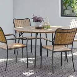 BASTRUP Ø120 Bord + 4 BASTRUP Stol Natur/svart