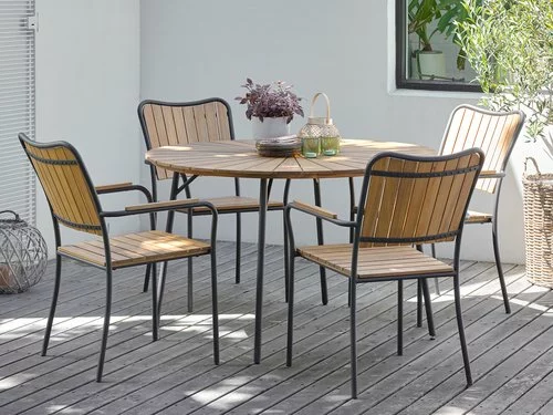 BASTRUP Ø120 Bord + 4 BASTRUP Stol Natur/svart 3 BASTRUP Ø120 Bord + 4 BASTRUP Stol Natur/svart