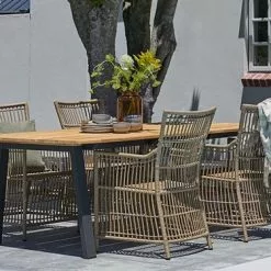 BARSMARK L210 Bord Teak + 4 FJELLERUP Stol Natur