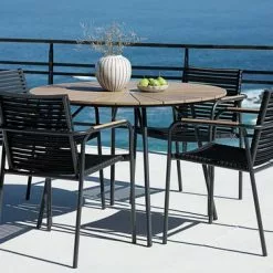 JUTLANDIA RANGSTRUP Ø110 Bord Natur + 4 NABE Stapelstol Svart