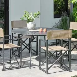 JUTLANDIA RANGSTRUP Ø130 Bord Svart + 4 NAGELSTI Klappstol Svart