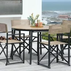 JUTLANDIA TAGEHOLM L120/170 Bord Natur + 4 NAGELSTI Klappstol Svart