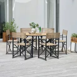 JUTLANDIA RANGSTRUP Ø130 Bord Natur + 4 NAGELSTI Klappstol Svart -Sovrum Rea 201765 1