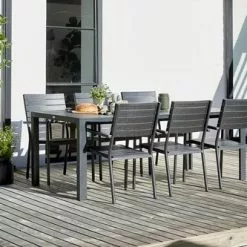 JUTLANDIA MADERUP L205 Bord Svart + 4 PADHOLM Stapelstol Svart 8 JUTLANDIA MADERUP L205 Bord Svart + 4 PADHOLM Stapelstol Svart -Sovrum Rea 201766