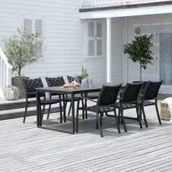 NESSKOGEN L210 Bord Brun + 4 JEKSEN Stapelstol Svart -Sovrum Rea 201779