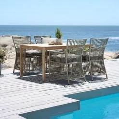 JUTLANDIA VESTERHAVET L150 Bord Teak + 4 FJELLERUP Stol Natur -Sovrum Rea 201806