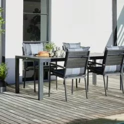 JUTLANDIA MADERUP L205 Bord Svart + 4 PADHOLM Stapelstol Svart 9 JUTLANDIA MADERUP L205 Bord Svart + 4 PADHOLM Stapelstol Svart -Sovrum Rea 201822