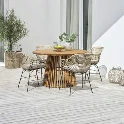 HOLTE Ø120 Bord Hårdträ + 4 ILDERHUSE Stol Natur 9 HOLTE Ø120 Bord Hårdträ + 4 ILDERHUSE Stol Natur -Sovrum Rea 203877