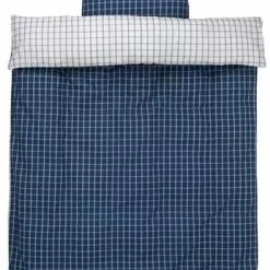 KRONBORG Påslakanset KARIN Percale 150x210 Vit/blå