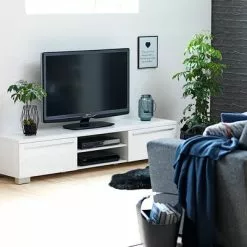 TV-bänk AAKIRKEBY 2 Lådor Vit Högglans 7 TV-bänk AAKIRKEBY 2 Lådor Vit Högglans -Sovrum Rea 73157