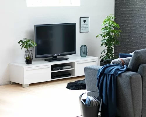 TV-bänk AAKIRKEBY 2 Lådor Vit Högglans 5 TV-bänk AAKIRKEBY 2 Lådor Vit Högglans - Bild 3