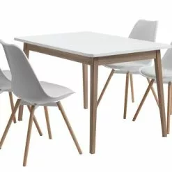 GAMMELGAB L120 Bord + 4 KASTRUP Stol Vit/ek