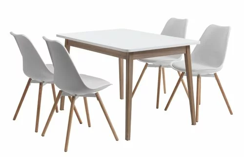 GAMMELGAB L120 Bord + 4 KASTRUP Stol Vit/ek 3 GAMMELGAB L120 Bord + 4 KASTRUP Stol Vit/ek