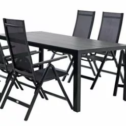 JUTLANDIA MADERUP L205 Bord Svart + 4 LOMMA Positionsstol Svart -Sovrum Rea 80219