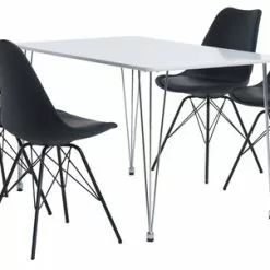 BANNERUP L120 Bord Vit + 4 KLARUP Stol Svart