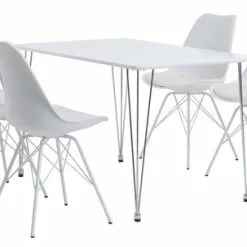 BANNERUP L120 Bord Vit + 4 KLARUP Stol Vit